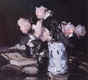 Samuel John Peploe Roses in a Blue and White Vase,Black Background Spain oil painting reproduction